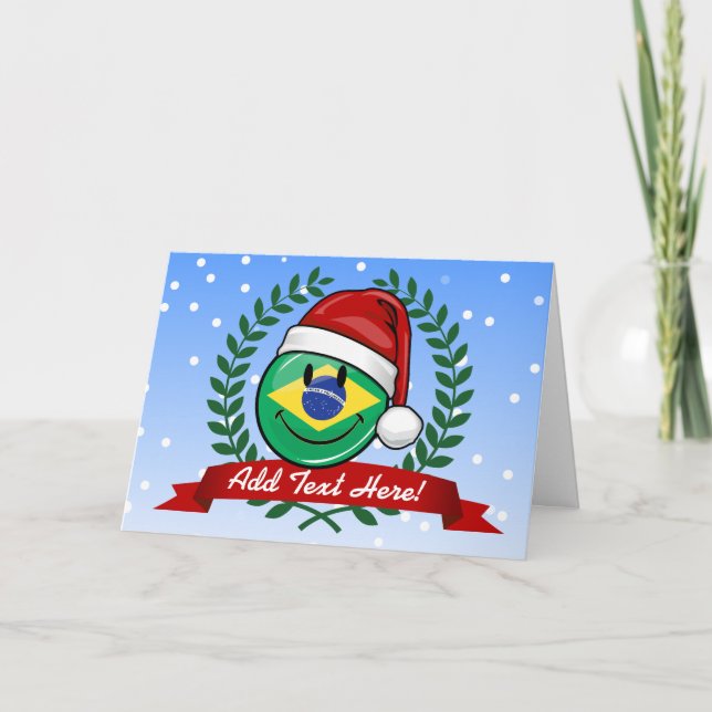 Cartão De Festividades Estilo de Natal da Bandeira Brasileira (Frente)