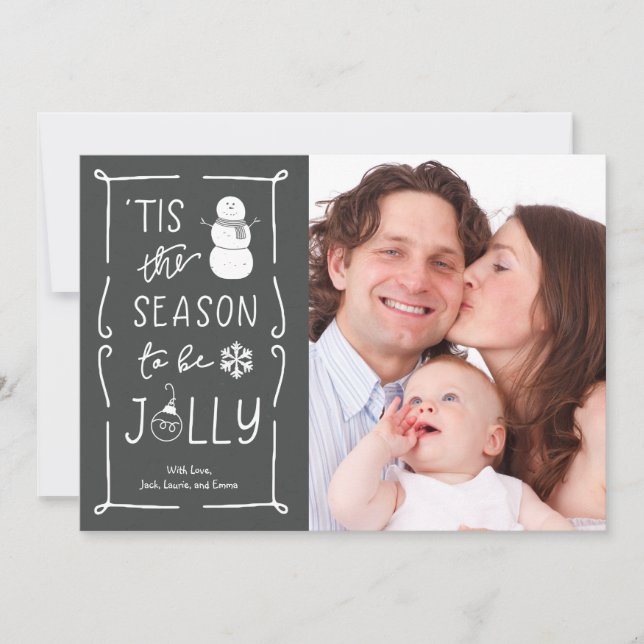 Cartão De Festividades Estilo de quadro de discussão Seja Jolly Snowman C (Frente)