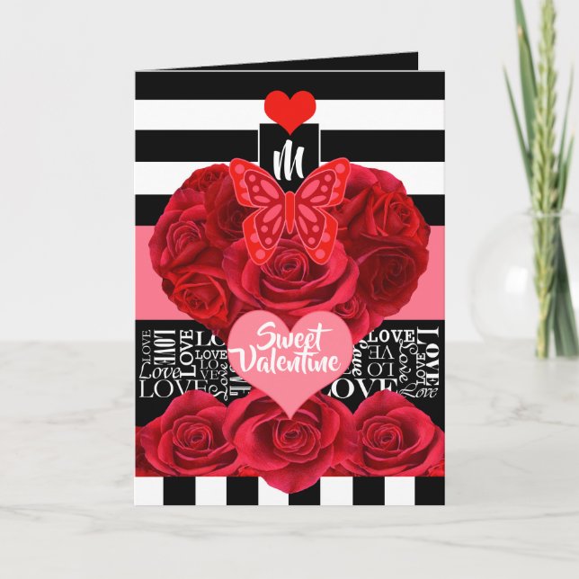 Cartão De Festividades Estilo de quadro negro de amor e Rosas (Frente)