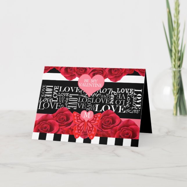Cartão De Festividades Estilo de quadro negro de amor e Rosas (Frente)