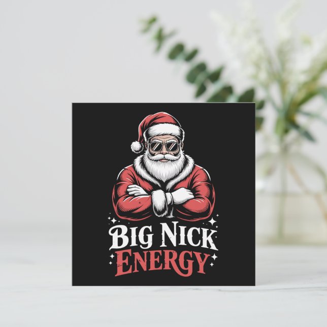 Cartão De Festividades Estilo Grunhido Grande Energia Nick Santa Natal En (Em pé/Frente)