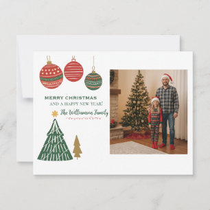Cartão De Festividades Estilo Moderno Ornaments Foto da Árvore de Natal