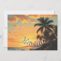 Estilo Vintage Havaiano Viagem Costa Mar Pôr-do-So