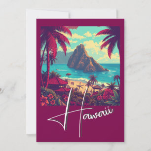 Cartão De Festividades Estilo Vintage Havaiano Viagem Honolulu Meio do Pa