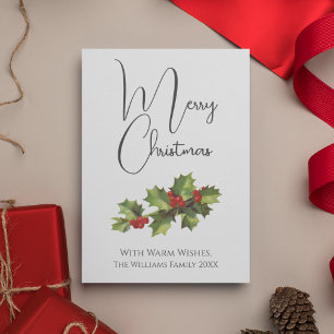 Cartão De Festividades Estilo Vintage Mistletoe Mínimo Feliz Natal