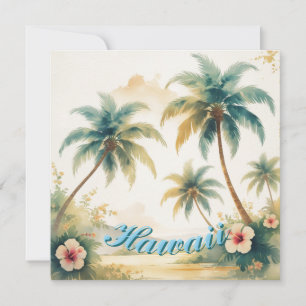 Cartão De Festividades Estilo Vintage Viagem Havaiano Honolulu
