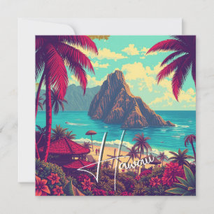 Cartão De Festividades Estilo Vintage Viagem Honolulu Médio Havaiano - Pa