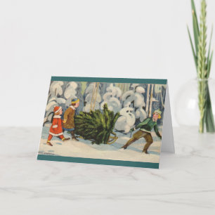 Cartão De Festividades Estonian Family with Christmas Tree