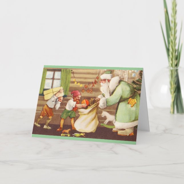 Cartão De Festividades Estonian Santa Claus + Elves Christmas Card (Frente)