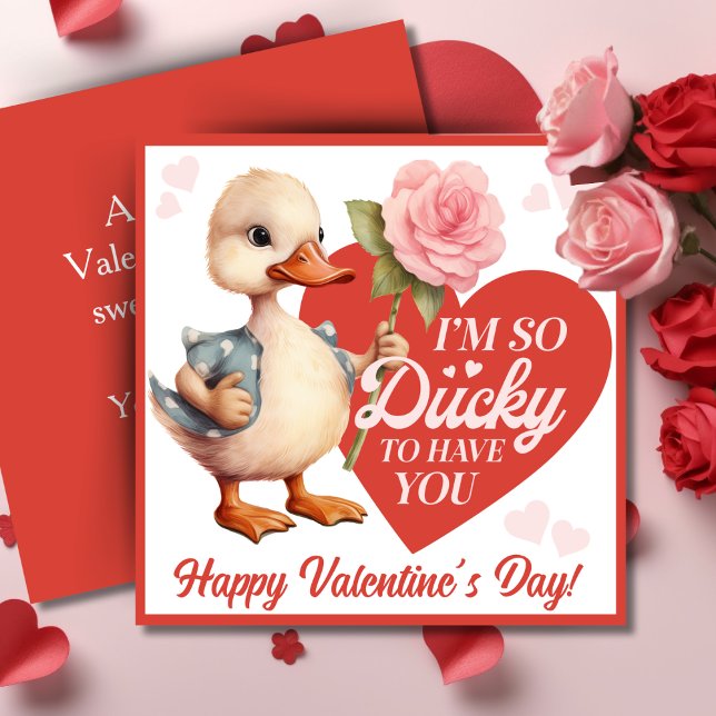 Cartão De Festividades Estou Tão Sortudo Por Ter Você No Dia Dos Namorado (I'm So Ducky To Have You Custom Valentine's Day Holiday Card. Add your name and a special message!)