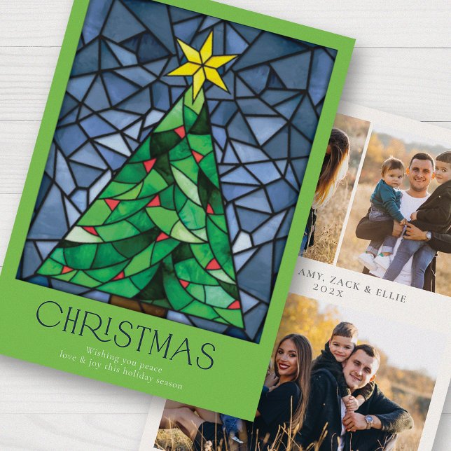 Cartão De Festividades Estrela da Árvore de Fotos de Natal Retroativa (Criador carregado)