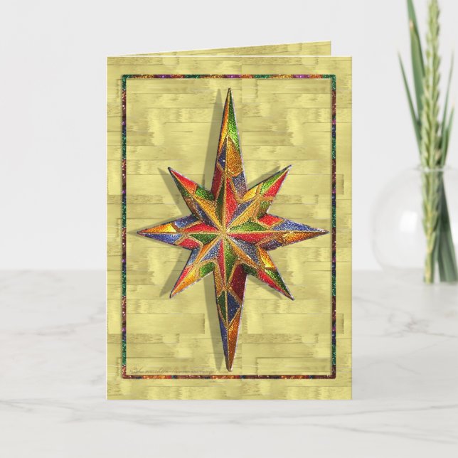 Cartão De Festividades Estrela da Glitter (Frente)