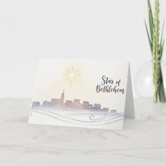 Cartão De Festividades Estrela de Belém Arte de Paisagem Natalina