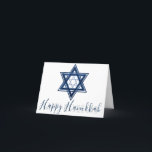 Cartão De Festividades Estrela de Davi | Clássico Azul Moderno Feliz Chan<br><div class="desc">O mínimo clássico Bar azul/Bat Mitzvah e a moderna Estrela de David de Chanucá contra um fundo branco cria um elegante e sofisticado design. Para obter outras cores de coordenação ou produtos correspondentes,  visite justFharryn em Zazzle.com. Todos os direitos reservados. #zazzlemade</div>