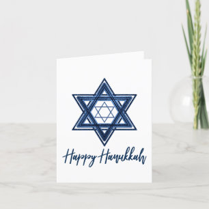 Cartão De Festividades Estrela de Davi Clássico Azul Moderno Feliz Hanu