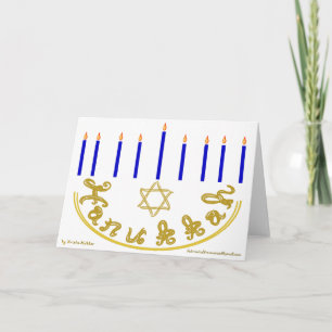 Cartão De Festividades Estrela de Davi Menorá Hanukkah Tecido Dourado Fon