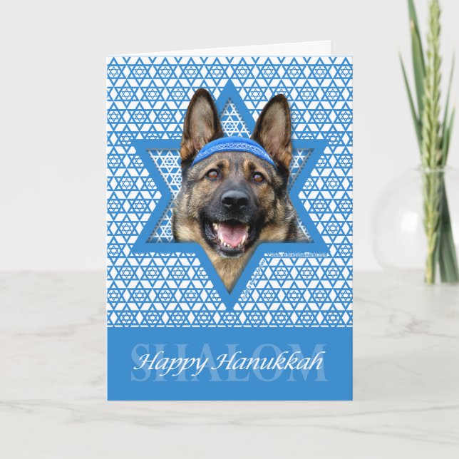 Cartão De Festividades Estrela de David de Hanukkah - german shepherd (Frente)