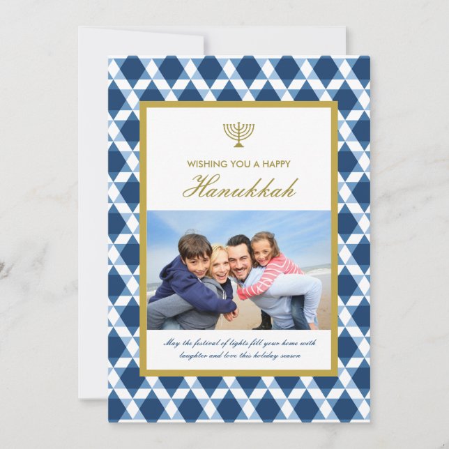 Cartão De Festividades Estrela De David Menorah Hanukkah Foto Saudações (Frente)