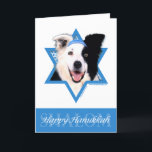 Cartão De Festividades Estrela de Hanukkah de David - Fronteira Collie<br><div class="desc">O que poderia fazer com que dizer Feliz Hanukkah fosse mais divertido do que ter esse Cachorro Collie da Fronteira vestindo um Yamaka cercado pela Estrela de David. Este design de feriado caprichoso irá certamente agradar aos seus amigos e familiares, assim como a outros amantes de cães. Este design está...</div>