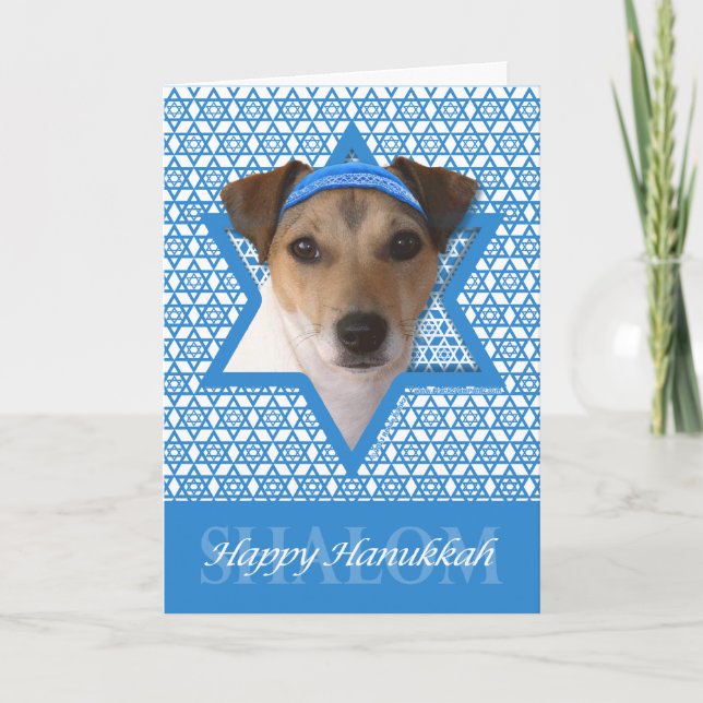 Cartão De Festividades Estrela de Hanukkah de David - Jack Russell Terrie (Frente)