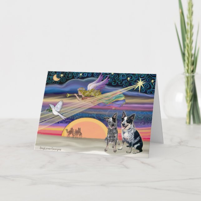 Cartão De Festividades Estrela de Natal - Cães de Bovinos Australianos (d (Frente)