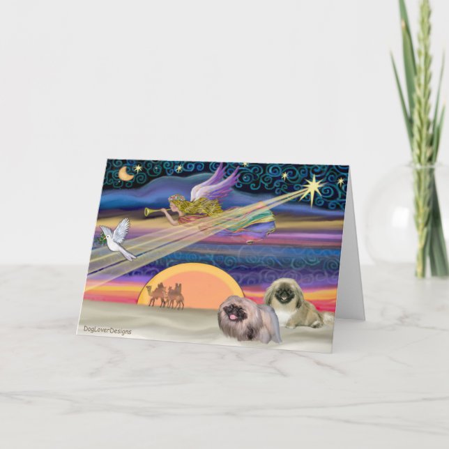 Cartão De Festividades Estrela de Natal - Pekingese (dois) (Frente)