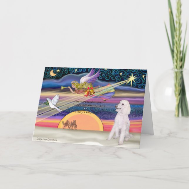 Cartão De Festividades Estrela de Natal - Poodle (Padrão Branco) - (Frente)