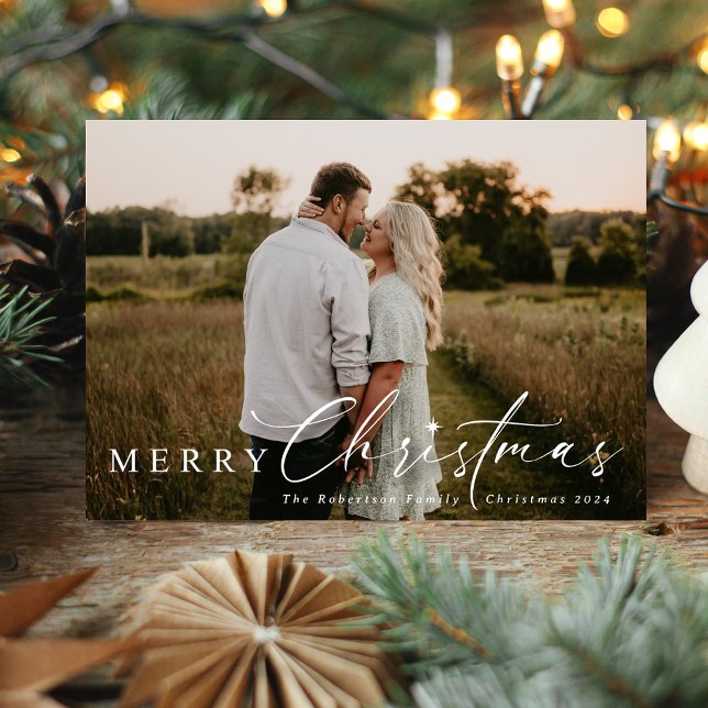 Cartão De Festividades Estrela de Natal Religiosa Moderna (Simple & Modern Religious Christmas Card with Star of Bethlehem)