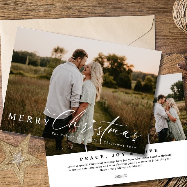 Cartão De Festividades Estrela de Natal Religiosa Moderna com Quatro Imag (Criador carregado)