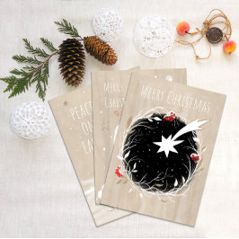 Cartão De Festividades Estrela de Natal Rústica Coroa de Inverno