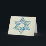 Cartão De Festividades Estrela decorada com gem de David<br><div class="desc">Arte desenhada para se assemelhar a joias e faíscas enchem a forma da Estrela de David para fazer deste presente um presente muito especial para si mesmo ou amigos e família este Chanucá.</div>