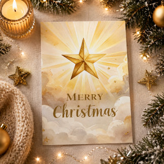 Cartão De Festividades Estrela Dourada de Belém Feliz Natal Férias Boas F