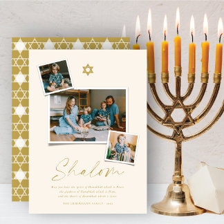 Cartão De Festividades Estrela Dourada De David 3 Foto Simples Hanukkah