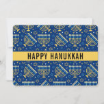 Cartão De Festividades Estrela Feliz de Hanukkah de David Cute Trendy<br><div class="desc">Feliz Hanukkah,  estrela de David,  Menorah,  fofo,  branco,  amarelo,  azul,  moda,  estrelas,  cartão de velas.</div>