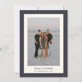 Cartão De Festividades Estrela Moderna de Hanukkah Foto Azul-Marinho Eleg