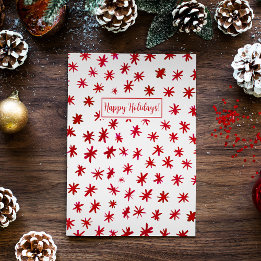 Cartão De Festividades Estrelas aquarelas - vermelho