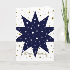 Cartão De Festividades Estrelas azuis e estrelas brancas e estrelas doura