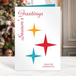 Cartão De Festividades Estrelas de Mod, Natal Moderno do Século Médio