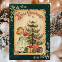 Estrelas de Neve de Árvore Vintage Tree Little Gir