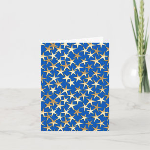 Cartão De Festividades Estrelas Douradas em azul cobalto