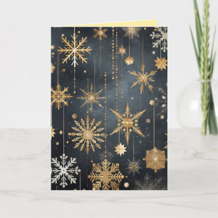 Cartão De Festividades estrelas douradas, natal de luxo negro