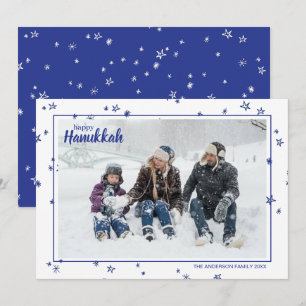 Cartão De Festividades Estrelas Fofas Desenhadas à Mão Feliz Hanukkah Fam