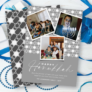 Cartão De Festividades Estrelas Geométricas De David Silver Hanukkah 3 Fo