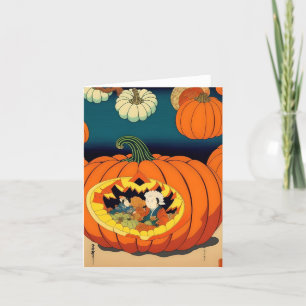 Cartão De Festividades Estudo da Abóbora - Estilo Japonês AI - A