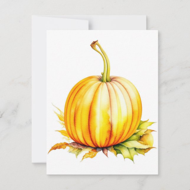 Cartão De Festividades Estudo da Pumpkin C em Aquarelas e Canetas (Frente)