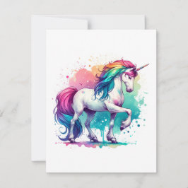 Cartão De Festividades Estudo Unicórnio J - Fantasy AI