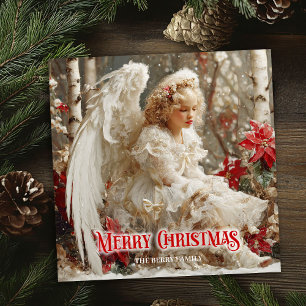 Cartão De Festividades Etéreo angelical anjo vermelho dourado festivo bri