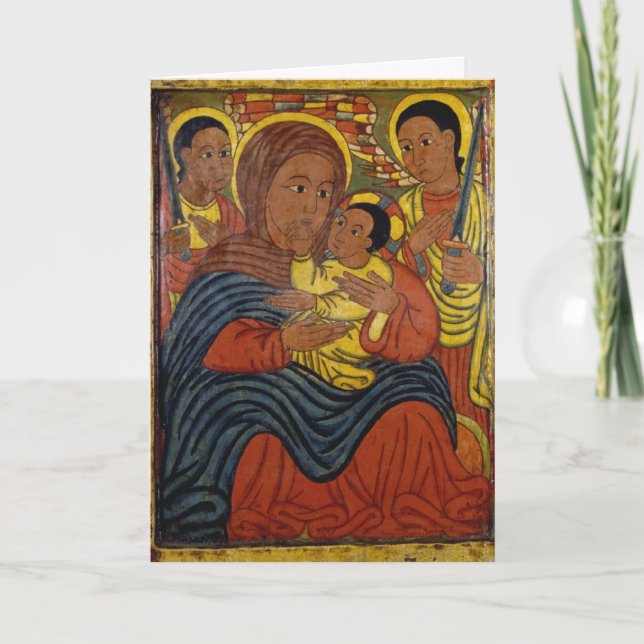 Cartão De Festividades Ethiopian Black Madonna with Jesus Christmas Card (Frente)