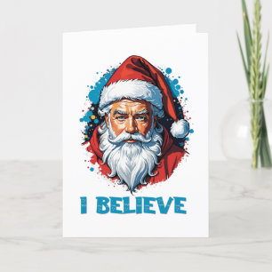 Cartão De Festividades Eu Acredito no Papai Noel Design Estilo Grafite