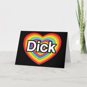 Cartão De Festividades Eu adoro Dick: coração arco-íris